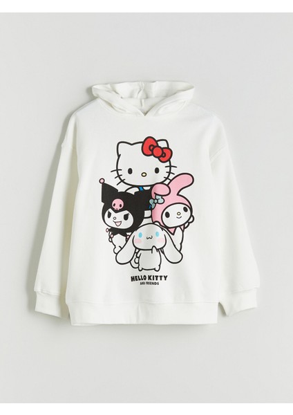 Yeni Sezon Kapüşonlu Hello Kitty Baskılı Kız Çocuk Sweatshirt