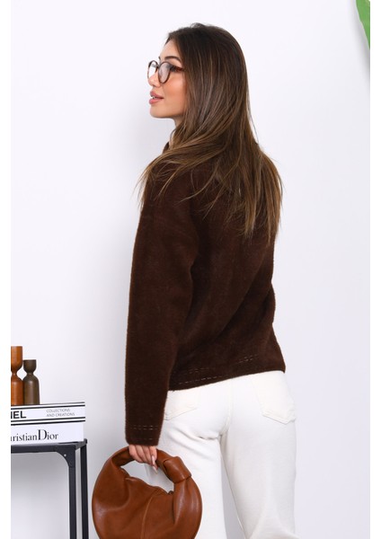 Kahverengi Angora Yumoş Triko Hırka fırsatları
