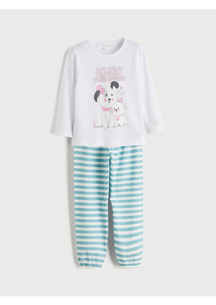 Yeni Sezon Bisiklet Yaka Kız Çocuk Pijama Takımı