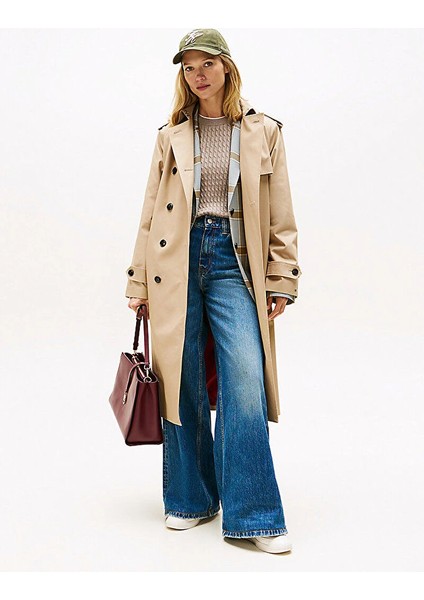 Pamuklu Normal Kesim Kruvaze Kadın Bej Mont WW0WW46529AEG