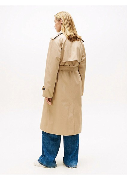 Pamuklu Normal Kesim Kruvaze Kadın Bej Mont WW0WW46529AEG modelleri