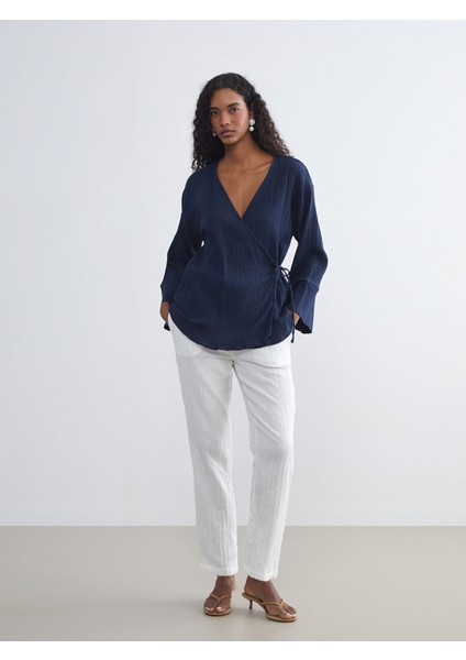 Yeni Sezon Kruvaze Yaka Dokulu Müslin Kadın Kimono fiyatları