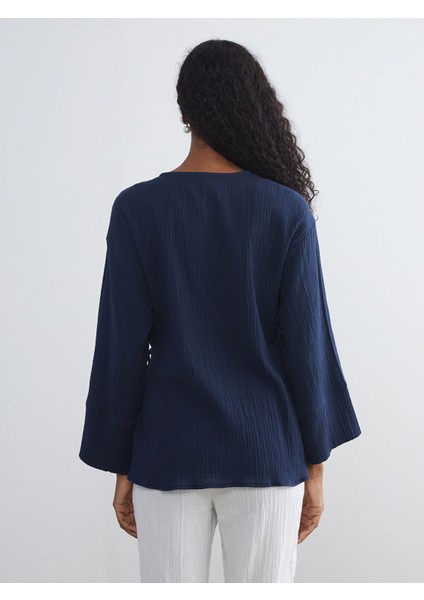 Yeni Sezon Kruvaze Yaka Dokulu Müslin Kadın Kimono fırsatları