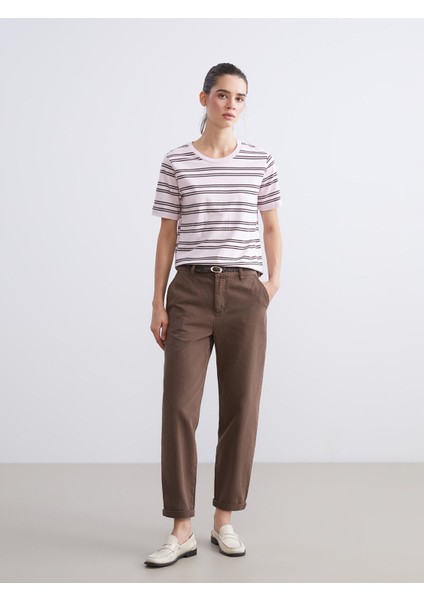 Yeni Sezon Beli Kemerli Carrot Fit Kadın Jean Pantolon