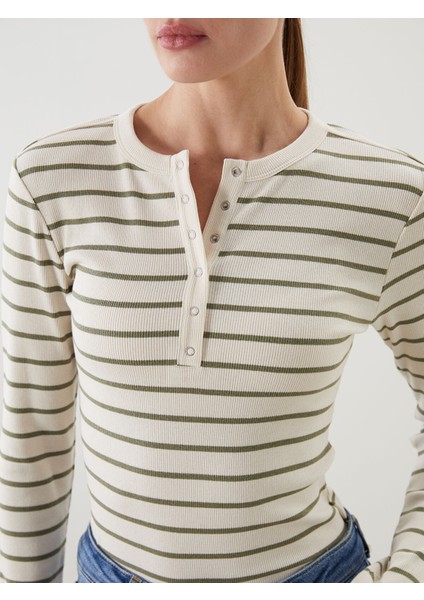 Yeni Sezon Bisiklet Yaka Çizgili Kadın Body fırsatları