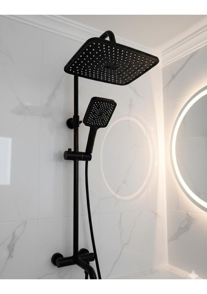 Luna Premium Siyah Yağmurlama Robot Tepe Duş Seti modelleri