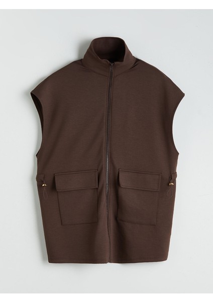 Yeni Sezon Dik Yaka Oversize Kadın Yelek