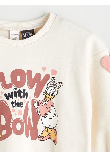 Yeni Sezon Bisiklet Yaka Minnie Mouse Baskılı Kız Çocuk Sweatshirt fiyatları