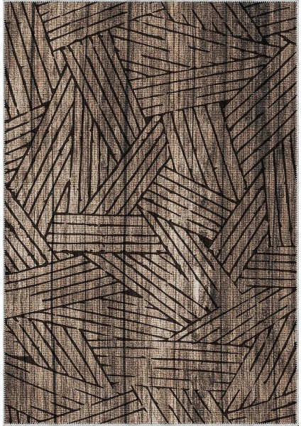 Prat Modern Gold Polyester ve Pamuklu Yıkanabilir Kaydırmaz Taban Dijital Baskı Halı