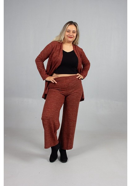 Pamuklu Yün Viskon Büyük Beden Pantolon Hırka Takım Bordo fırsatları