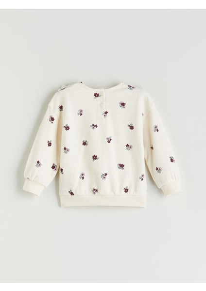 Yeni Sezon Bebe Yaka Çiçek Baskılı Kız Çocuk Sweatshirt fırsatları