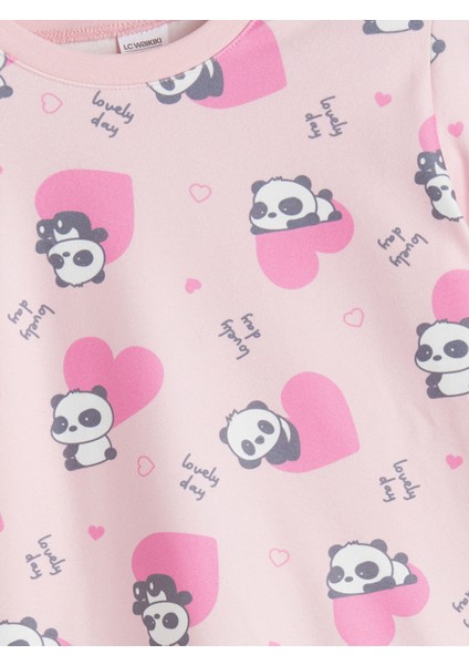 Yeni Sezon Bisiklet Yaka Baskılı Kız Çocuk Pijama Takımı modelleri