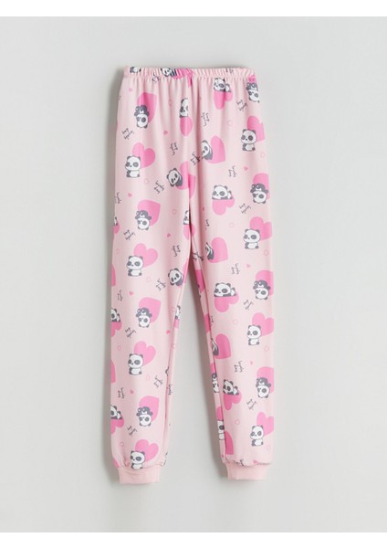Yeni Sezon Bisiklet Yaka Baskılı Kız Çocuk Pijama Takımı indirimleri