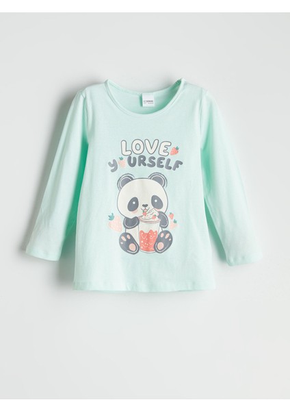 Yeni Sezon Bisiklet Yaka Baskılı Uzun Kollu Kız Çocuk Pijama Takımı fiyatları