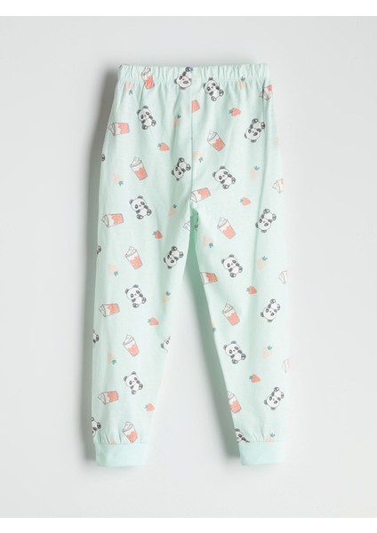 Yeni Sezon Bisiklet Yaka Baskılı Uzun Kollu Kız Çocuk Pijama Takımı fırsatları