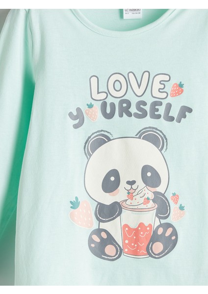 Yeni Sezon Bisiklet Yaka Baskılı Uzun Kollu Kız Çocuk Pijama Takımı indirimleri