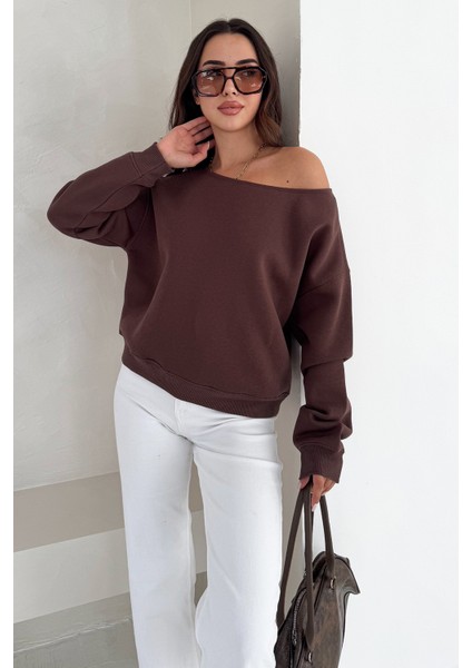 Kadın Omuz Detaylı Polar Sweatshirt – Rahat & Feminen Stil