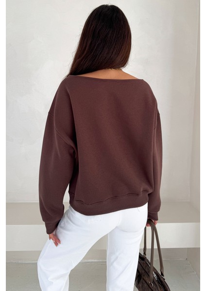 Kadın Omuz Detaylı Polar Sweatshirt – Rahat & Feminen Stil