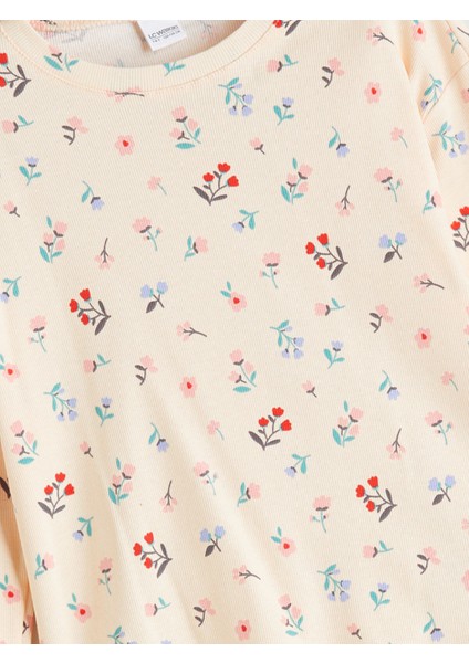 Yeni Sezon Bisiklet Yaka Çiçekli Kız Çocuk Pijama Takımı modelleri