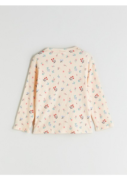 Yeni Sezon Bisiklet Yaka Çiçekli Kız Çocuk Pijama Takımı fırsatları