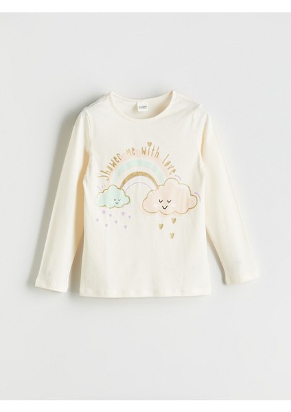 Yeni Sezon Bisiklet Yaka Kız Çocuk Pijama Üst