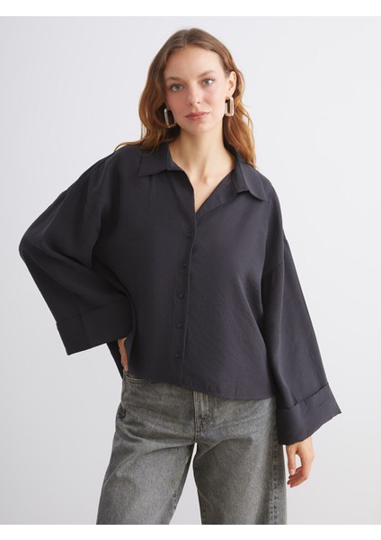Yeni Sezon Oversize Modal Karışımlı Kadın Gömlek
