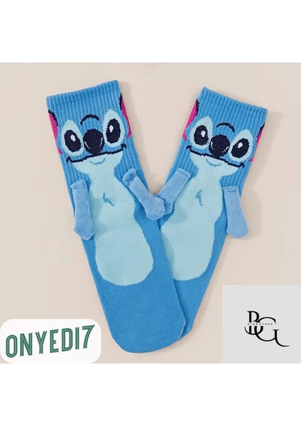 Mıknatıslı Stitch Çorap – Mavi | Enerjik & Şık