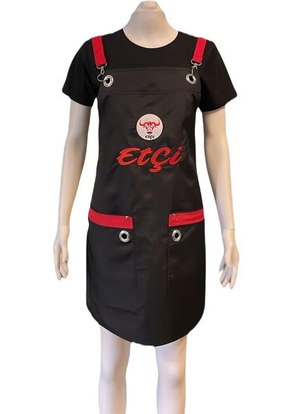 Leke Su Tutmaz Çapraz Askılı Siyah Kırmızı Önlük fiyatları