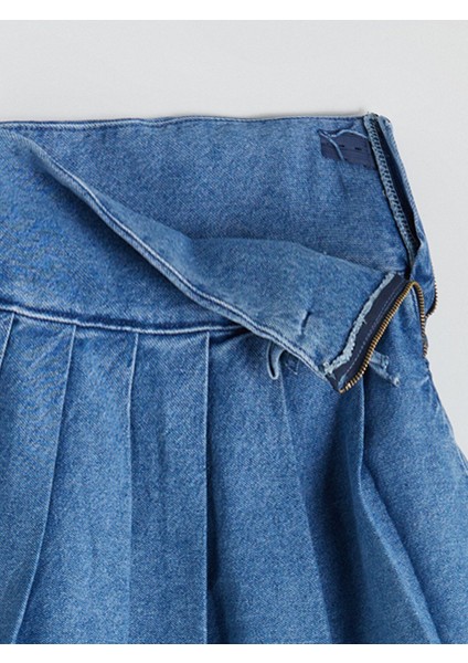 Yeni Sezon Basic Pileli Kız Çocuk Jean Etek modelleri