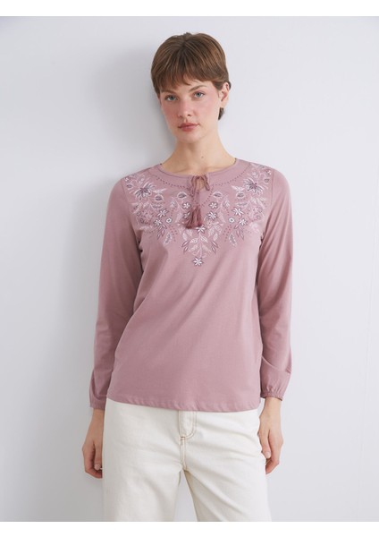 Yeni Sezon Bağlamalı Yaka Çiçekli Bluz