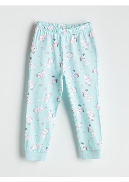 Yeni Sezon Bisiklet Yaka Baskılı Kız Çocuk Pijama Takımı modelleri