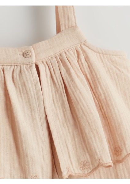 Yeni Sezon Kare Yaka Fırfırlı Kız Çocuk Salopet fiyatları