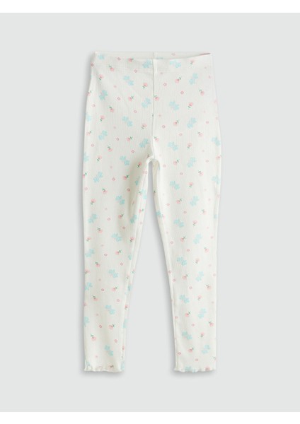 Yeni Sezon Beli Lastikli Çiçek Desenli Kız Çocuk Tayt