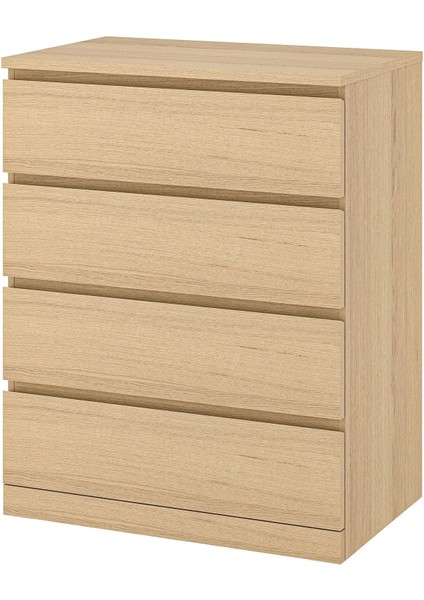 Malm 4 Çekmeceli Şifonyer Ağartılmış Meşe Kaplama 80 x 100 Cm