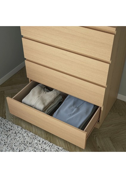 Malm 4 Çekmeceli Şifonyer Ağartılmış Meşe Kaplama 80 x 100 Cm modelleri