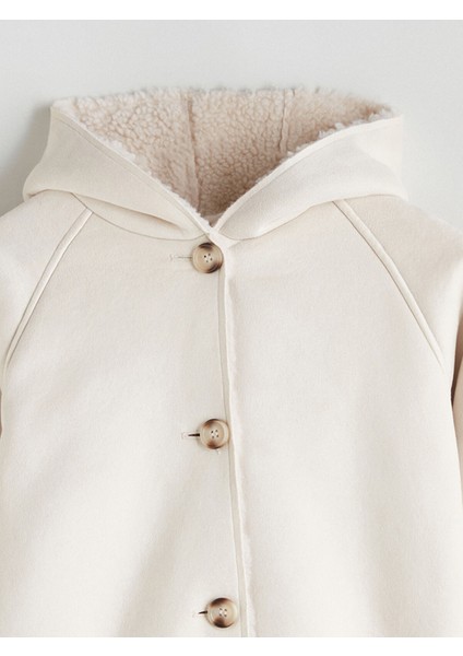 Yeni Sezon Kapüşonlu Süet Görünümlü Kız Çocuk Kaban fiyatları