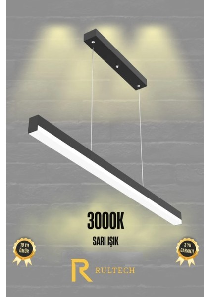 Magro 80CM ( Siyah Kasa, Gün Işık 3000K ) Sarkıt Modern LED Avize, Salon, Mutfak, Masa
