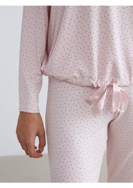 Yeni Sezon Bisiklet Yaka Puantiyeli Kadın Pijama Takımı fırsatları