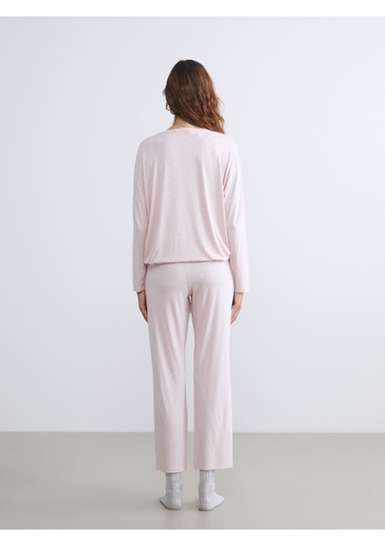 Yeni Sezon Bisiklet Yaka Puantiyeli Kadın Pijama Takımı indirimleri