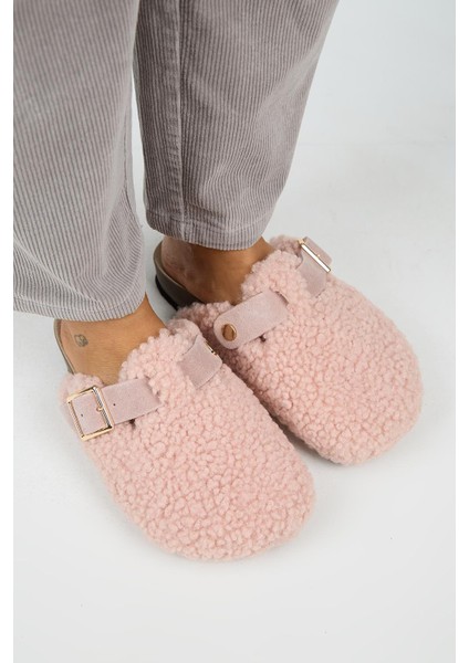 Suzen Teddy Kadın Kürklü Hakiki Deri Kemerli Tokalı Pudra Terlik fiyatları