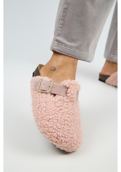 Suzen Teddy Kadın Kürklü Hakiki Deri Kemerli Tokalı Pudra Terlik fırsatları