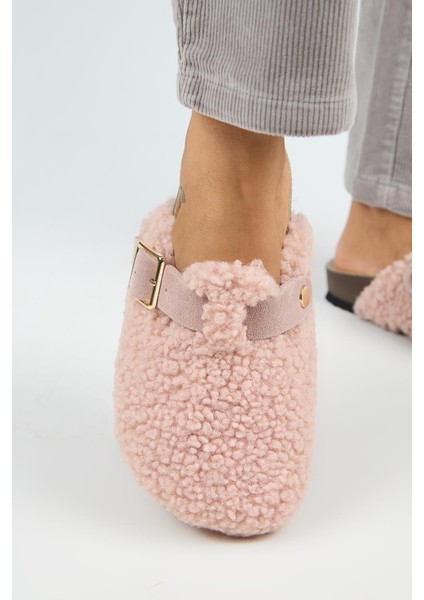 Suzen Teddy Kadın Kürklü Hakiki Deri Kemerli Tokalı Pudra Terlik indirimleri