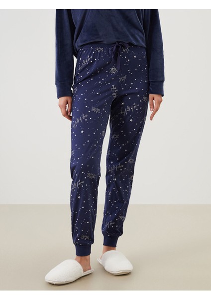 Yeni Sezon Beli Lastikli Baskılı Kadın Jogger Pijama Altı modelleri