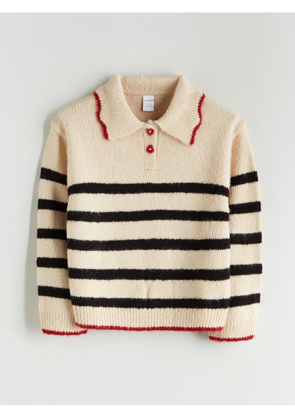 Yeni Sezon Polo Yaka Kız Çocuk Triko Kazak