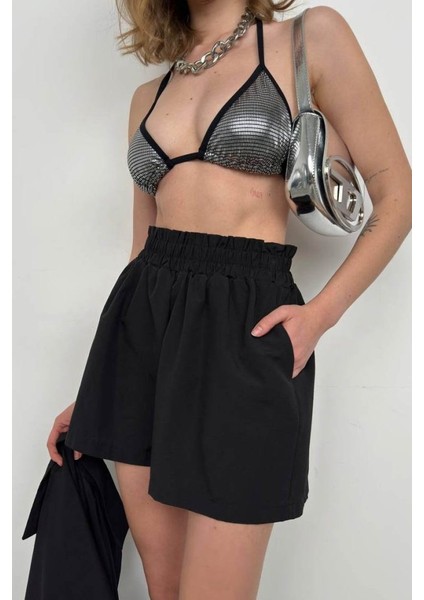 Oversize Gömlek Büzgülü Şort Takım