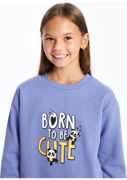 Yeni Sezon Bisiklet Yaka Baskılı Kız Çocuk Sweatshirt fiyatları