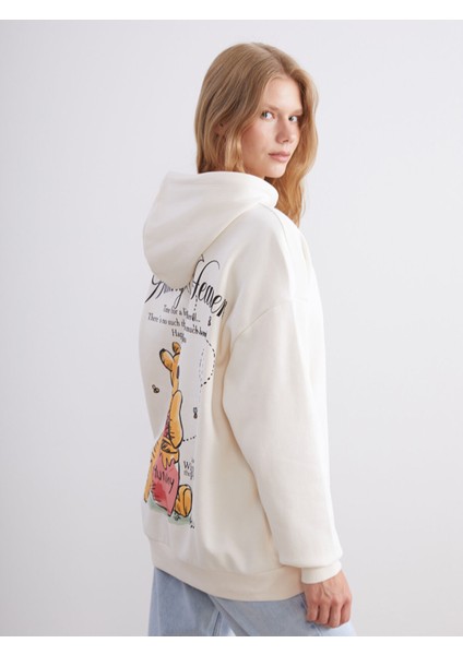 Yeni Sezon Winnie The Pooh Baskılı Oversize Kadın Hoodie