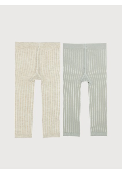 Yeni Sezon Çizgili Kız Çocuk Külotlu Çorap 2'li