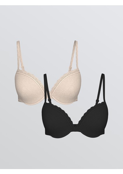 Yeni Sezon Balenli Dolgusuz Düz Tişört Sütyen 2'li