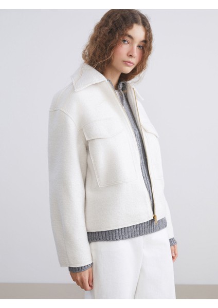 Yeni Sezon Gömlek Yaka Kadın Kaşe Ceket